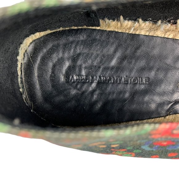 Isabel Marant Etoile Canae Canvas Espadrille Slip On Black Floral Flats Size 40 - Picture 3 of 12